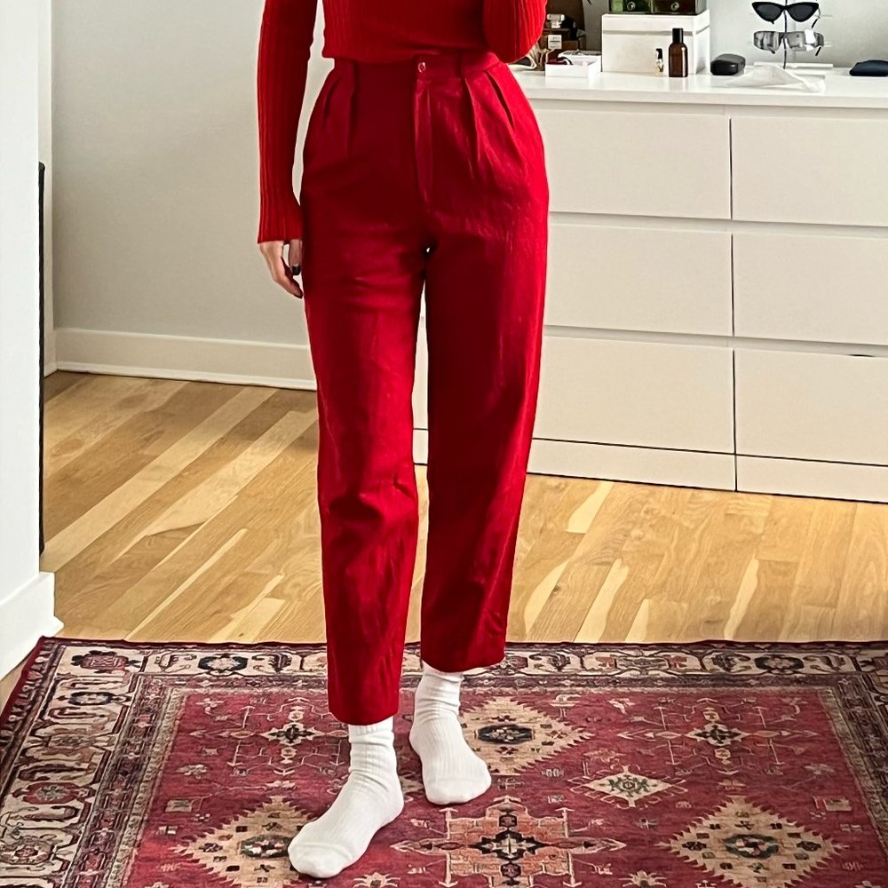 100% Wool Red High-Waist Pant - Raleighs